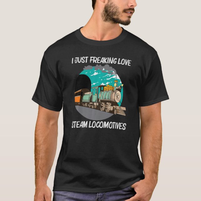 T-shirt Locomotive À Vapeur cool Pour Hommes Train Ferrovi (Devant)