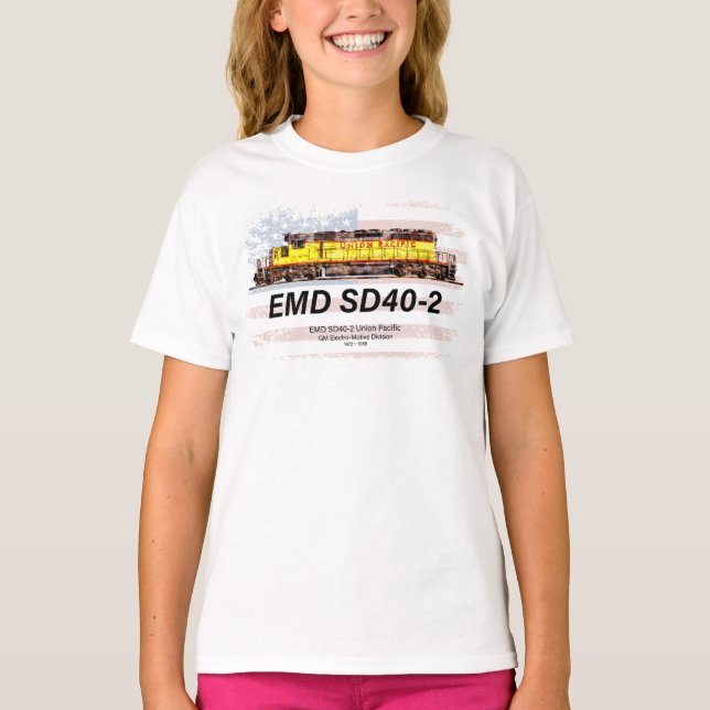 T-shirt Locomotive diesel EMD SD40-2. drapeau américain (Devant)