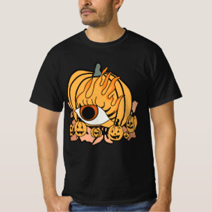 T-shirt L'oeil flammé rétro du Citrouille