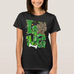 T-shirt Log Chien Paw Leopard Clovers St Patrick S Day Luc