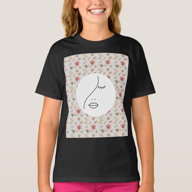 T-shirt Logo Abstrait moderne femme beauté visage femme (Devant)