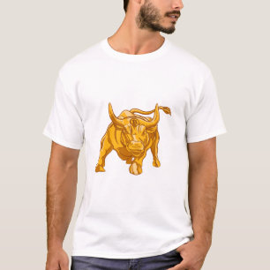 T-shirt Logo Bitcoin Taureau en Or