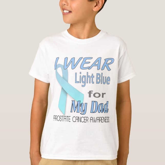 T-shirt Logo bleu-clair de conscience de ruban de cancer (Devant)