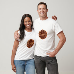 T-shirt Logo brun et orange orné