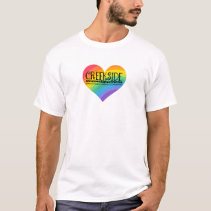 T-shirt logo creekside dans un cœur arc-en-ciel