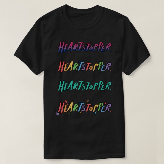 T-shirt logo d'arrêt du coeur avec arc-en-ciel, drapeau bi (Design devant)