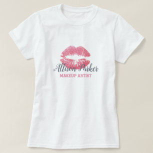 T-shirt Logo d'ARTISTE MAQUILLEUSE Rose Kiss Nom