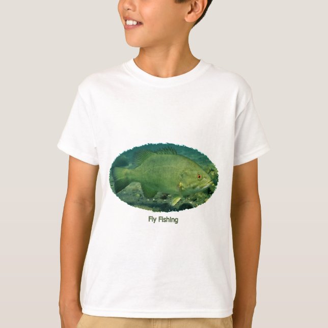 T-shirt Logo de basse de Smallmouth de pêche de mouche (Devant)
