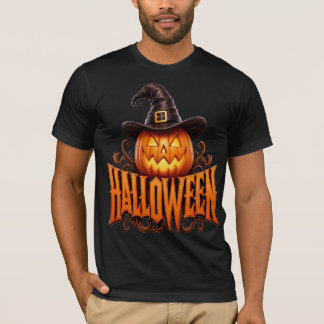 T-shirt Logo de citrouille 3D de luxe Halloween avec chape