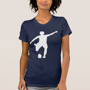 T-shirt Logo de football féminin (blanc sur bleu)