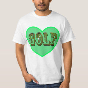 T-shirt Logo De Golf Dans Un Coeur D'Amour Vert,