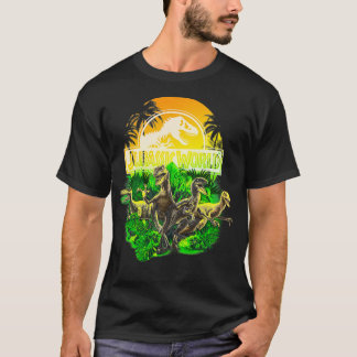 T-shirt Logo de Jurassic World Raptors Tropical Sunset