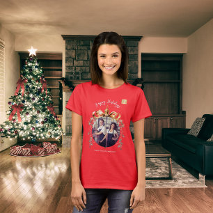 T-shirt Logo de la photo de l'équipe en or rouge de Noël