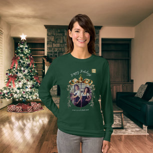 T-shirt Logo de la photo de l'équipe en or vert de Noël
