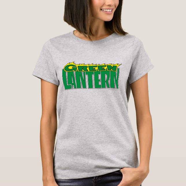 T-shirt Logo de lanterne verte - Flammes jaunes (Devant)