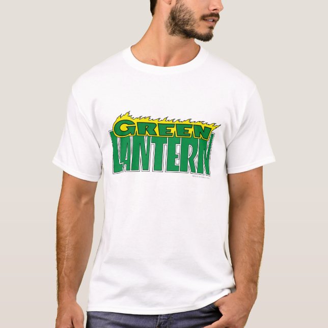 T-shirt Logo de lanterne verte - Flammes jaunes (Devant)