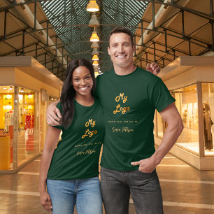 T-shirt logo de l'entreprise en or vert émeraude signature