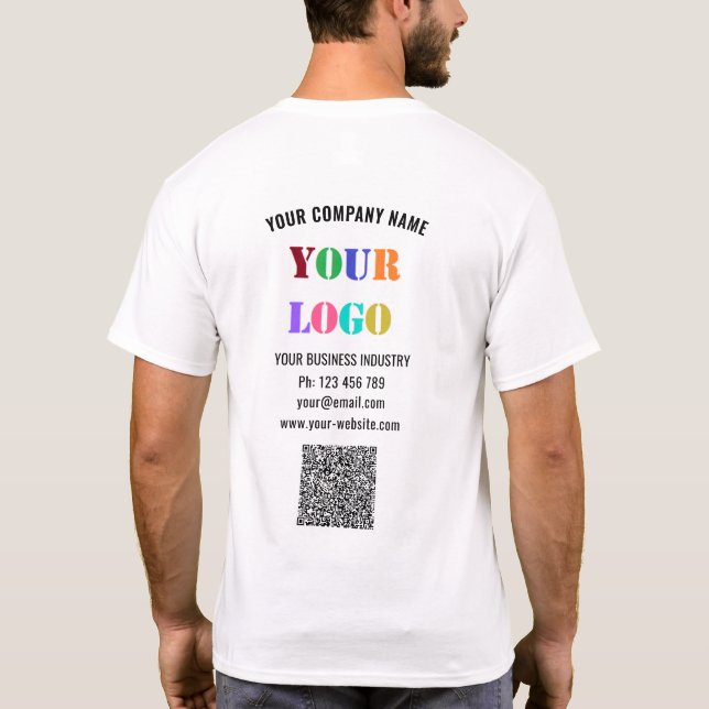 T-shirt Logo de l'entreprise personnalisée Texte QR Code E (Dos)