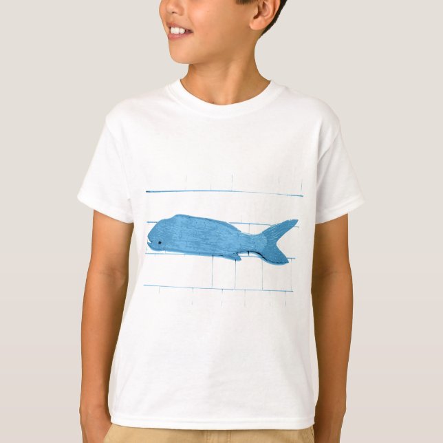 T-shirt logo de poisson bleu (Devant)