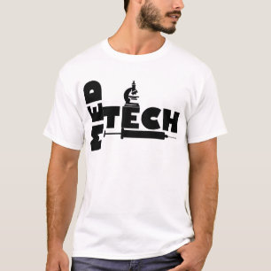T-SHIRT LOGO DE SYRINGE DE MICROSCOPE DE TECHNOLOGIE MED