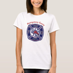 T-shirt Logo d'insigne de pompier bleu personnalisé