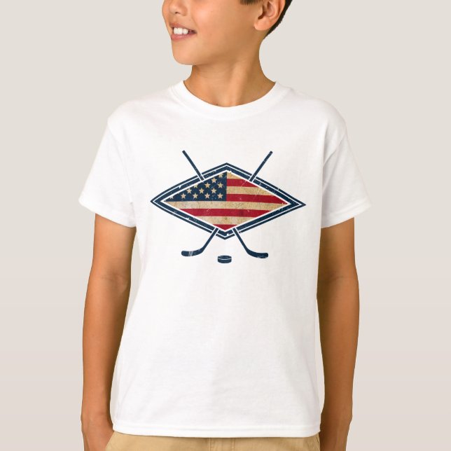 T-shirt Logo du drapeau américain de hockey (Devant)