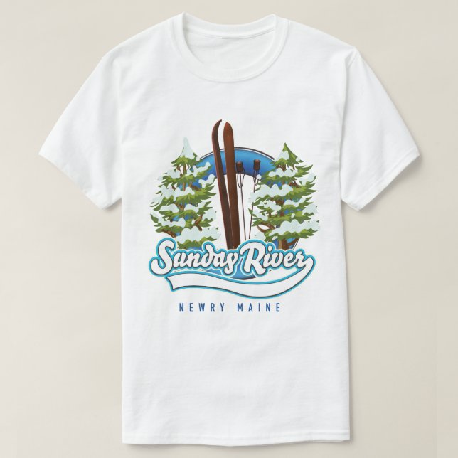 T-shirt Logo du ski de Sunday River Newry Maine (Design devant)