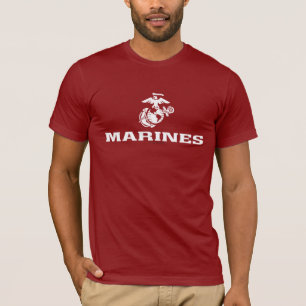 T-shirt Logo d'usmc empilé - blanc