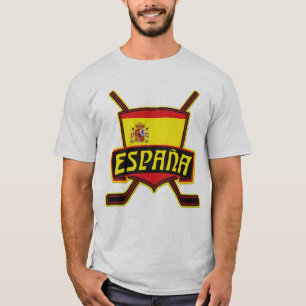 T-shirt Logo Espagnol De Hockey Drapeau, Avec Impression D