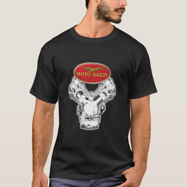 T-shirt Logo et moteur Guzzi (Devant)