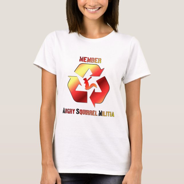 T-shirt Logo fâché des textes de milice d'écureuil (Devant)