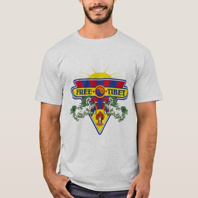 T-shirt Logo libre de drapeau du Thibet (Devant)