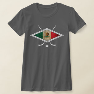 T-shirt Logo Mexicain De Hockey Drapeau, Avec Impression D