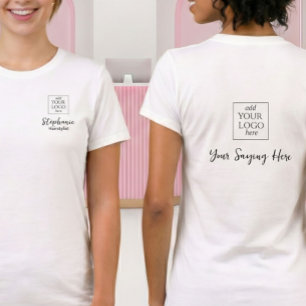 T-shirt Logo Nom d'Employé Script Noir Salon de Coiffure