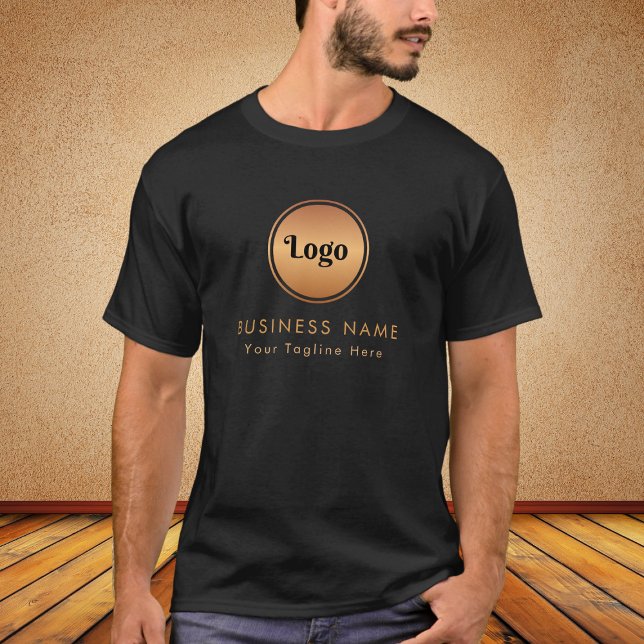 T-shirt Logo Or & Texte Personnalisé Entreprise Marque (Créateur téléchargé)