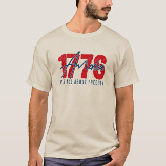 T-shirt Logo Rétro 1776 America avec écriture et lettres m