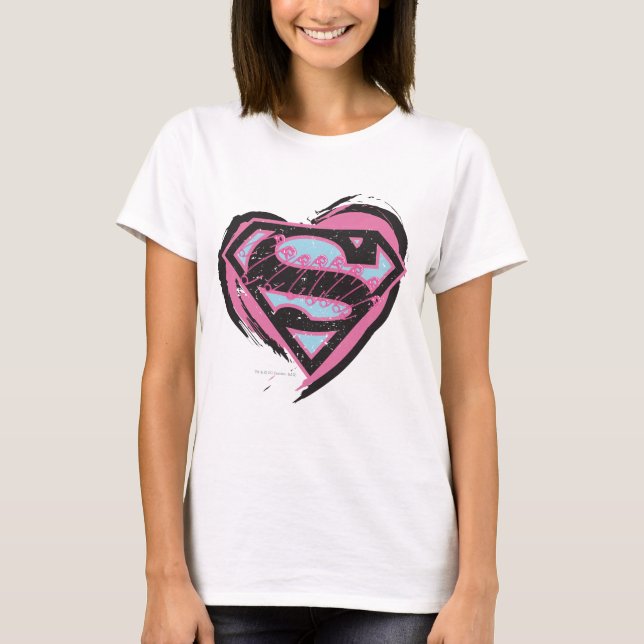 T-shirt Logo rose Supergirl dans le coeur (Devant)