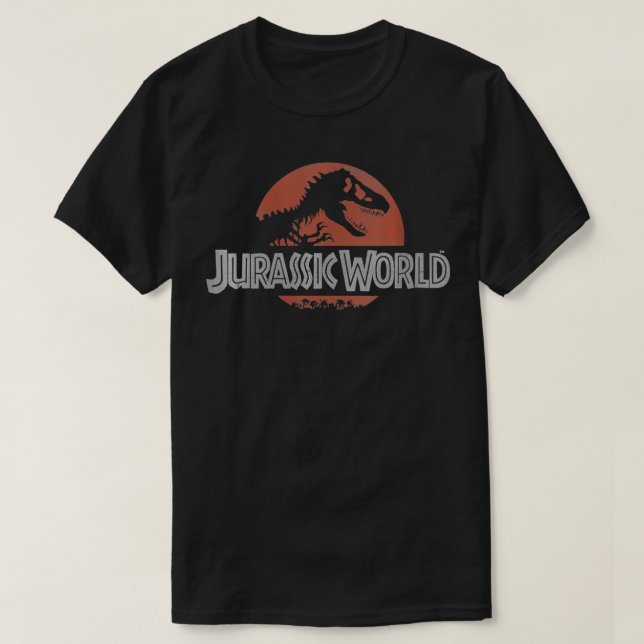 T-shirt Logo rouge classique féminin Jurassic World VNeck (Design devant)