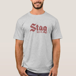 T-Shirt Logo Rouge Rétro "Stag Beer" en détresse