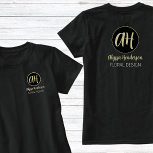 T-shirt Logo simple de fleuriste noir et beige pour entrep
