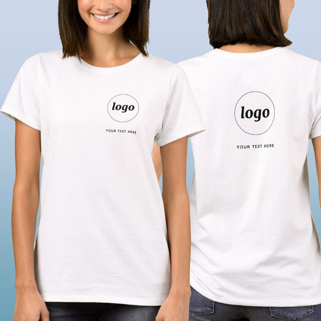 T-shirt Logo simple et texte Business Crest and Back (Simple logo with custom text business branding promotional t-shirt with crest and back printing)