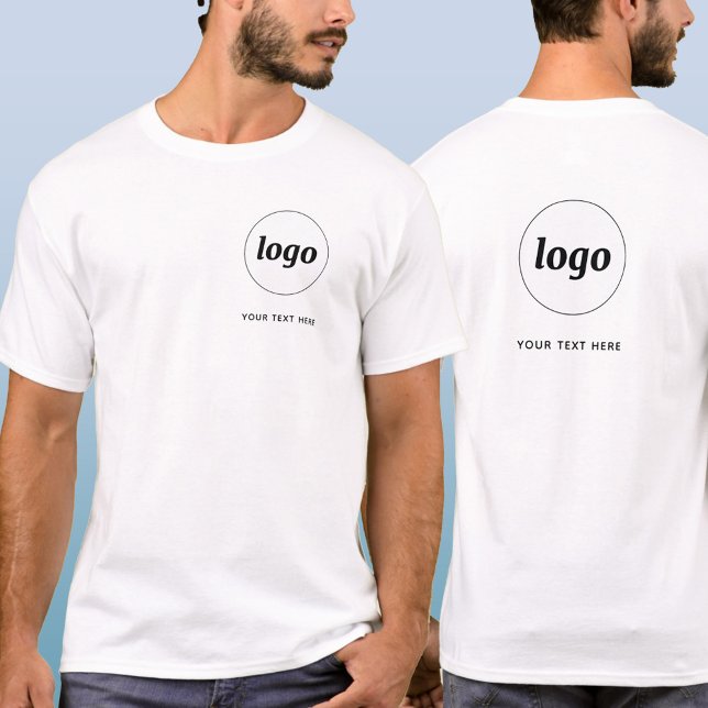 T-shirt Logo simple et texte Business Crest and Back (Simple logo with custom text business branding promotional t-shirt with crest and back printing)