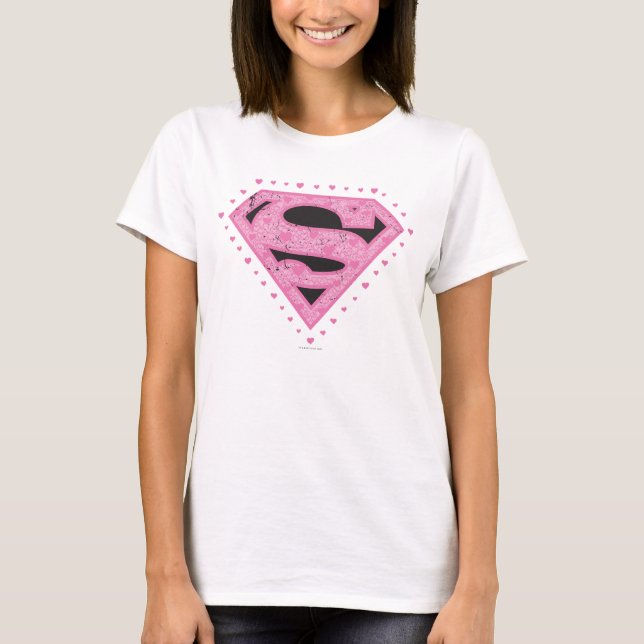 T-shirt Logo super-fille en uniforme noir et rose (Devant)