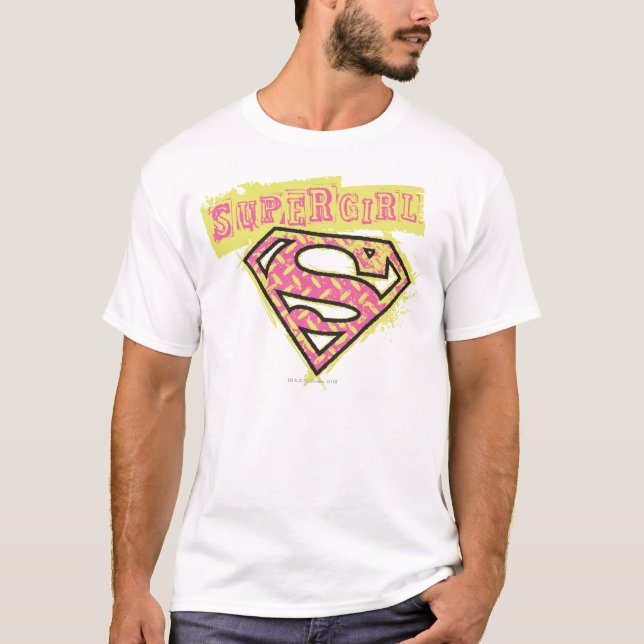 T-shirt Logo Supergirl Grunge Rose (Devant)