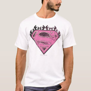 T-shirt Logo Supergirl rose avec flammes