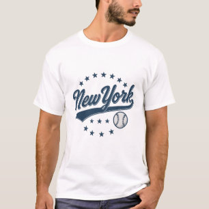 T-shirt Logo vintage du script de baseball de New York - R