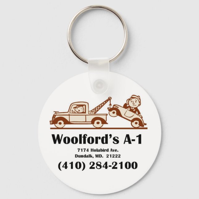 t-shirt logo w-address keychain (Front)