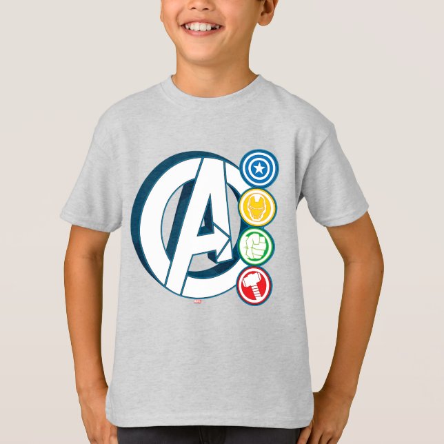 T-shirt Logos de personnages des Avengers (Devant)