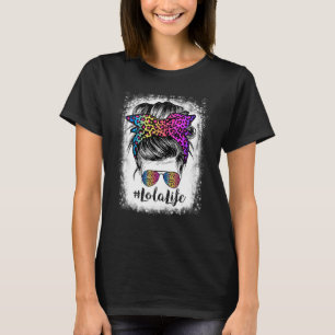T-shirt Lola Life blanchie Rainbow Leopard Messy Bun