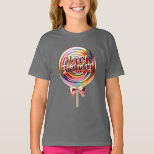 T-shirt Lollipop d'anniversaire avec bow d'or